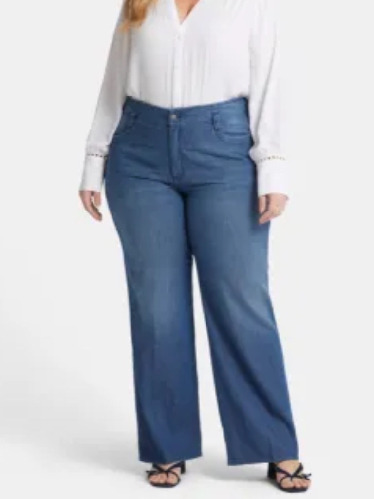 Nydj Teresa Wide Leg Jeans In Plus Size - Mission Blue - Size 26w - New